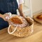 Vintiquewise Handwoven Wicker Bread Basket with Terracotta Stone Warmer & Rope Handles for Kitchen Dining Table & Home Party Use Ideal for Sourdough Bread Rolls Snacks & Baked Goods